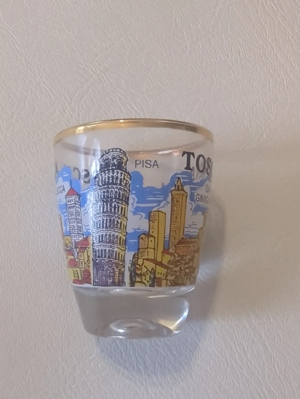 Set Of Italian Souvenir Shot Glasses Italy Tuscany Firenze Pisa Two Shot Glasses